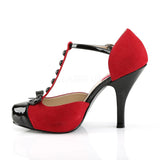 PINUP-02  Red M. Suede-Black Patent