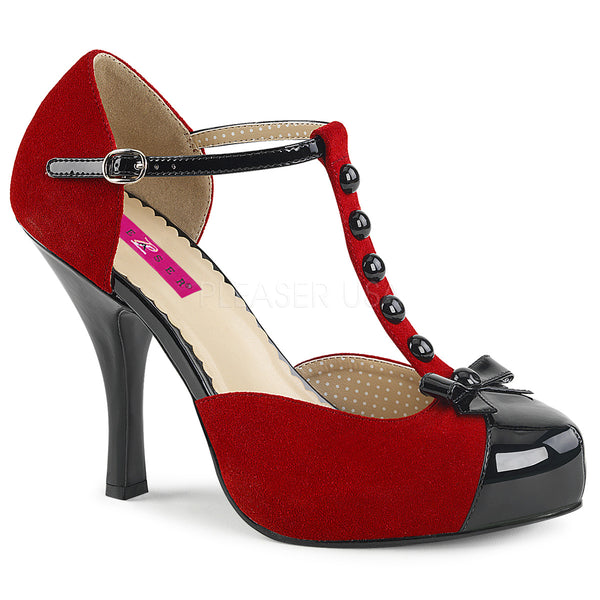 PINUP-02  Red M. Suede-Black Patent