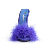 POISE-501F  Blue Satin-Marabou Fur/Blue