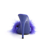 POISE-501F  Blue Satin-Marabou Fur/Blue