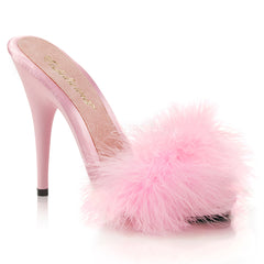 POISE-501F  Baby Pink Satin-Marabou Fur/Baby Pink