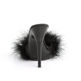 POISE-501F  Black Satin-Marabou Fur/Black