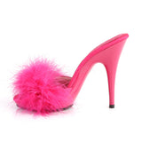 POISE-501F  Hot Pink Satin-Marabou Fur/Hot Pink