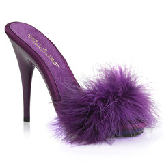 POISE-501F  Purple Satin-Marabou Fur/Purple