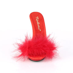 POISE-501F  Red Satin-Marabou Fur/Red