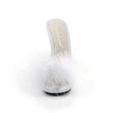 POISE-501F  White Satin-Marabou Fur/White