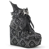 POISON-107  Black-Silver Faux Nubuck Leather