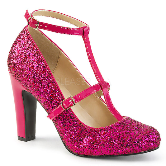 QUEEN-01  Hot Pink Glitter-Patent
