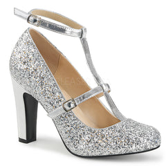 QUEEN-01  Silver Glitter-Metallic Pu