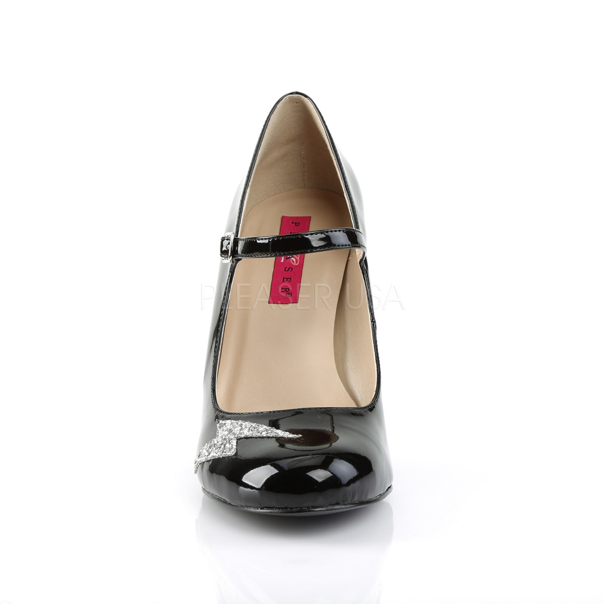 QUEEN-02  Black Patent-Silver Glitter