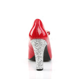 QUEEN-02  Red Patent-Silver Glitter