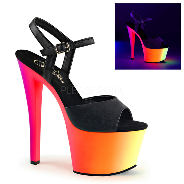 RAINBOW-309UV  Black Faux Leather/Neon Multi