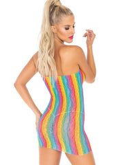 Rainbow Leopard Lace Tube Dress 86163