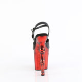 RAPTURE-809-LT  Black Faux Leather/Satin Red Chrome