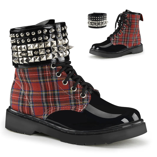 RIVAL-106  Red Plaid-Black Patent