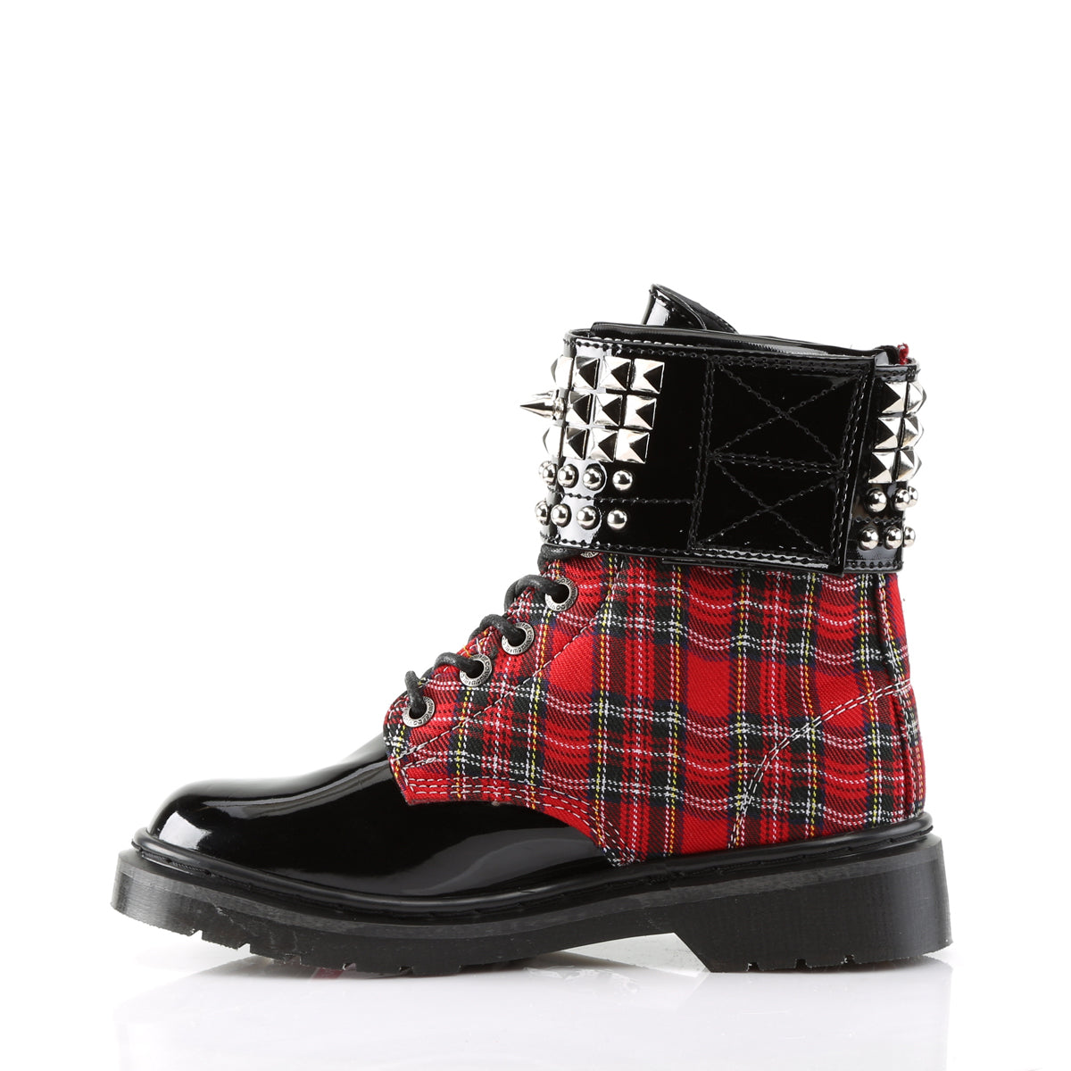 RIVAL-106  Red Plaid-Black Patent
