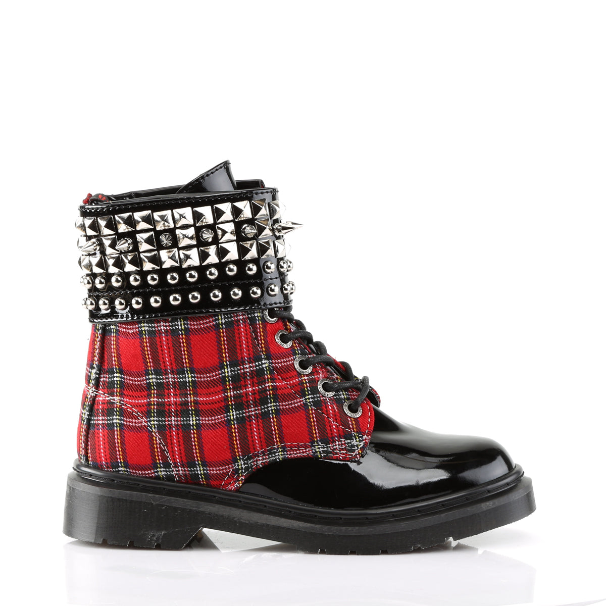 RIVAL-106  Red Plaid-Black Patent