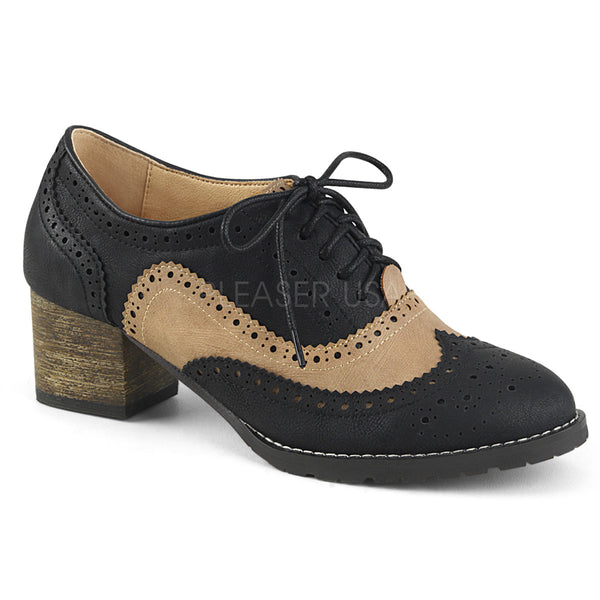 RUSSELL-34  Black-Tan Faux Leather