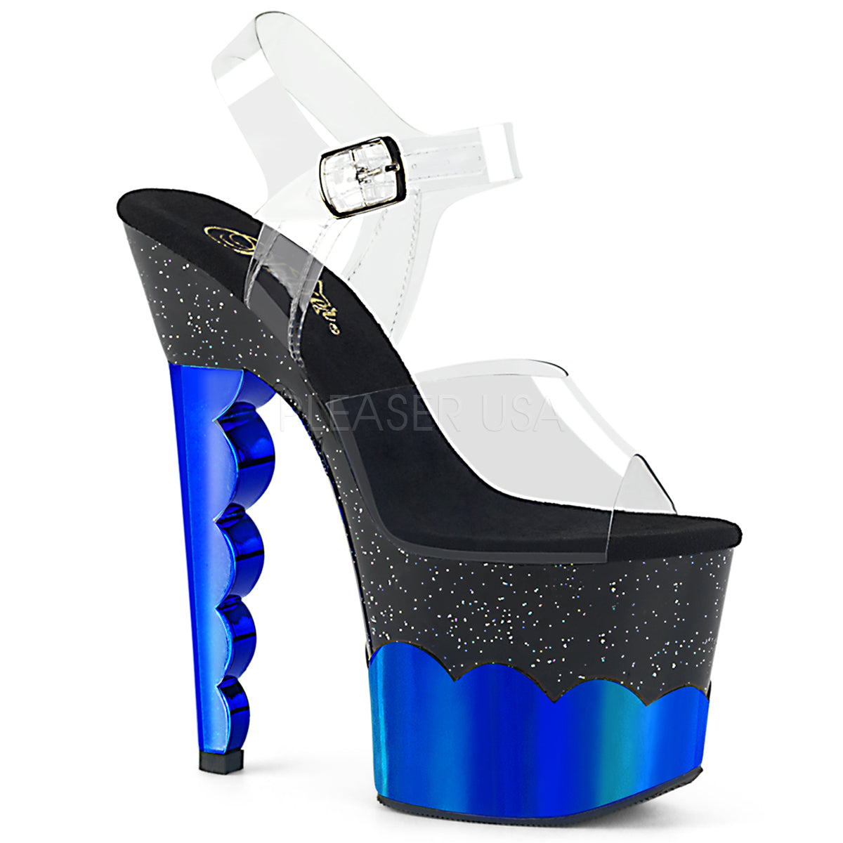 SCALLOP-708-2HGM  Clear/Black-Blue Hologram