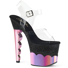 SCALLOP-708-2HGM  Clear/Black-Baby Pink Hologram