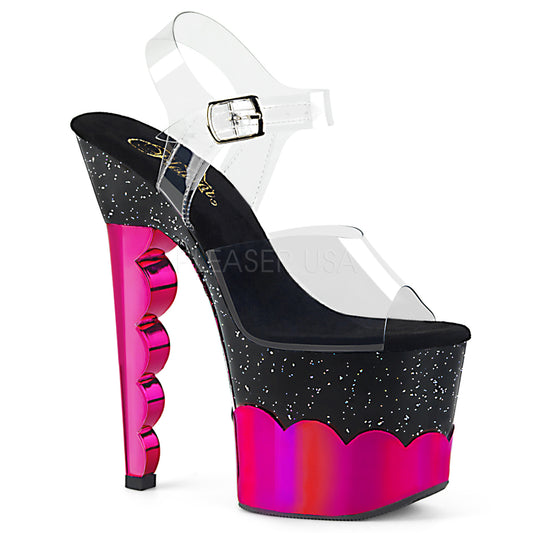 SCALLOP-708-2HGM  Clear/Black-Hot Pink Hologram