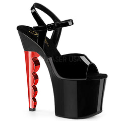 SCALLOP-709CH  Black Patent/Black-Red Chrome