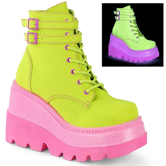 SHAKER-52  Lime Reflective Vegan Leather/Pink