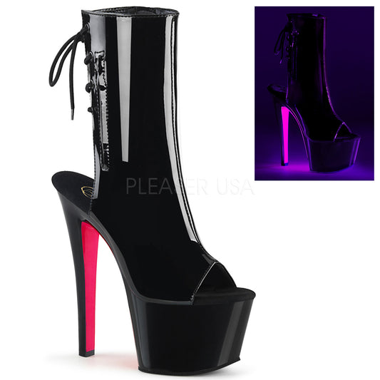 SKY-1018TT  Black Patent/Black-Neon Hot Pink