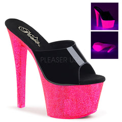 SKY-301UVG  Black Patent/Neon Hot Pink Glitter