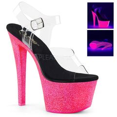 SKY-308UVG  Clear/Neon Hot Pink Glitter