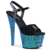 SKY-309LG  Black Patent/Blue Multi Glitter