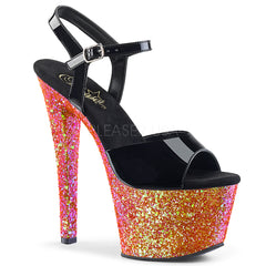 SKY-309LG  Black Patent/Red Multi Glitter