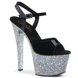 SKY-309LG  Black Patent/Silver Multi Glitter