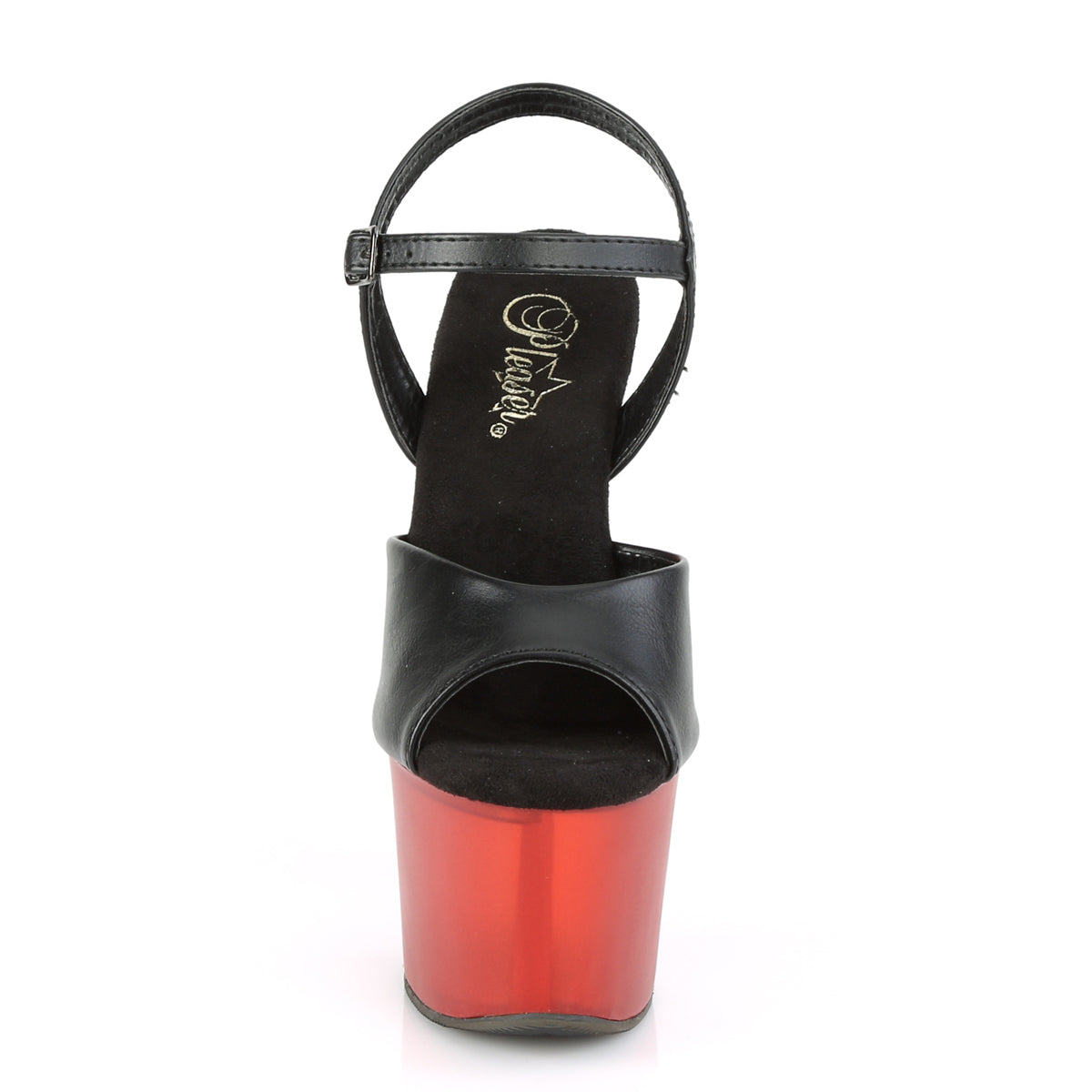 SKY-309T  Black Faux Leather/Frosted Red