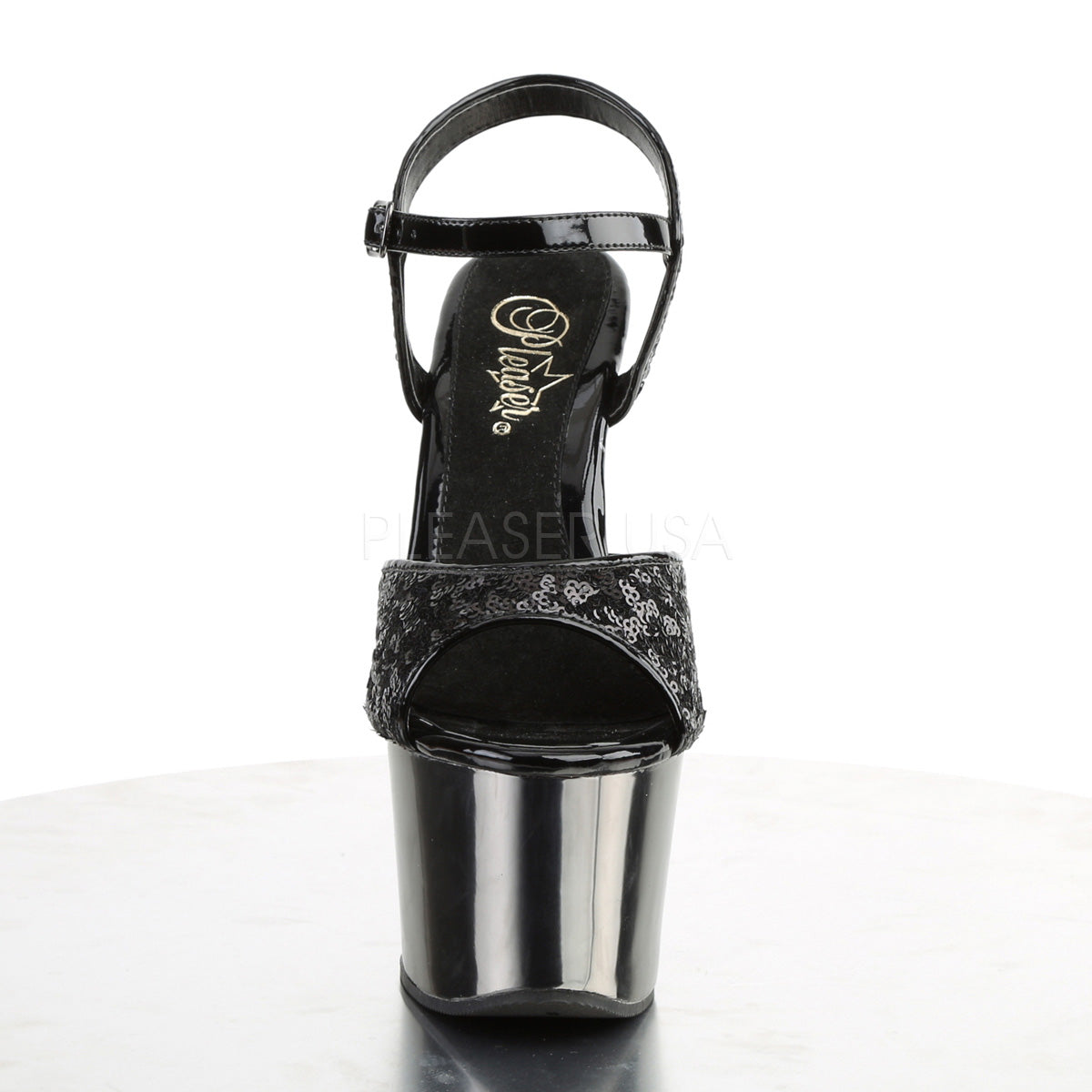 SKY-310SQ  Black Sequins/Pewter Chrome