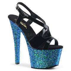 SKY-330LG  Black Patent/Blue Multi Glitter