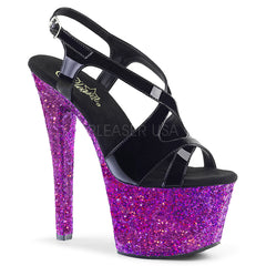 SKY-330LG  Black Patent/Purple Multi Glitter