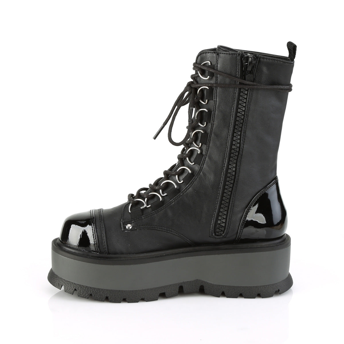 SLACKER-150  Black Vegan Leather-Patent