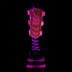 SLACKER-156  Black Patent-UV Neon Pink