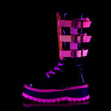 SLACKER-156  Black Patent-UV Neon Pink