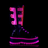 SLACKER-156  Black Patent-UV Neon Pink