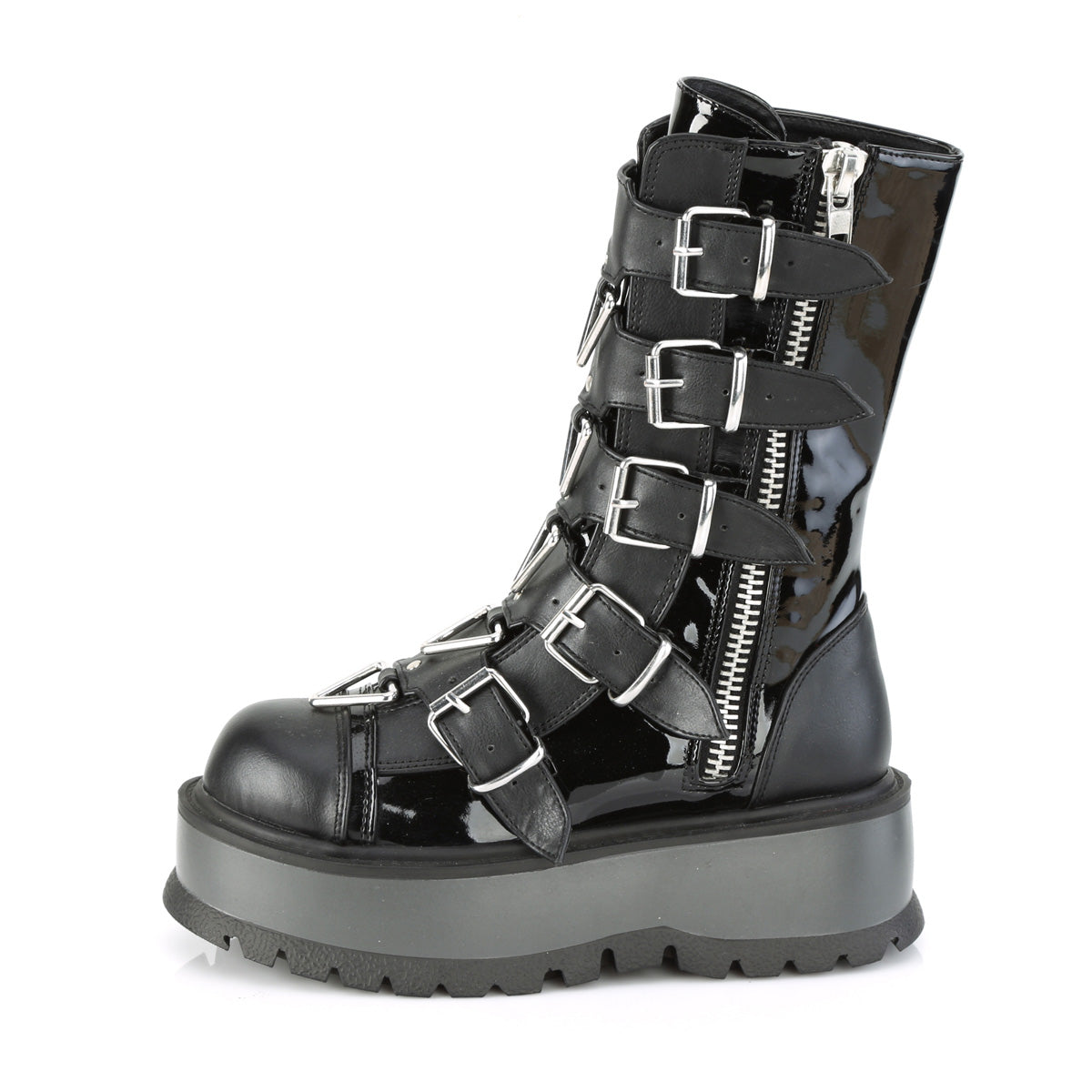 SLACKER-160  Black Patent-Vegan Leather