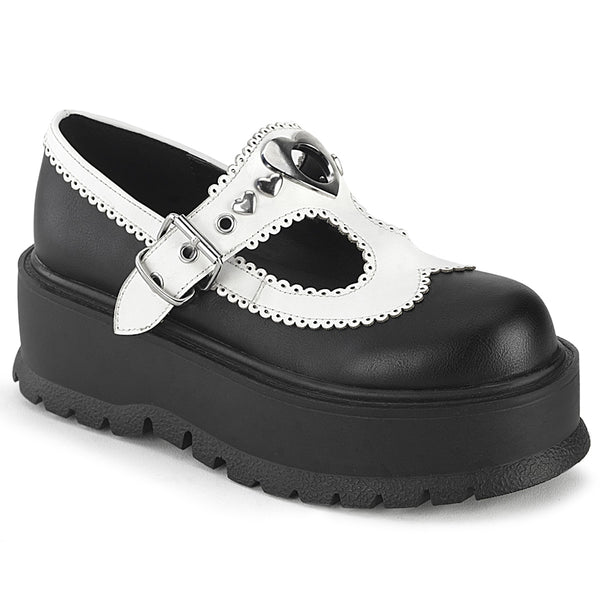 SLACKER-23  Black-White Vegan Leather