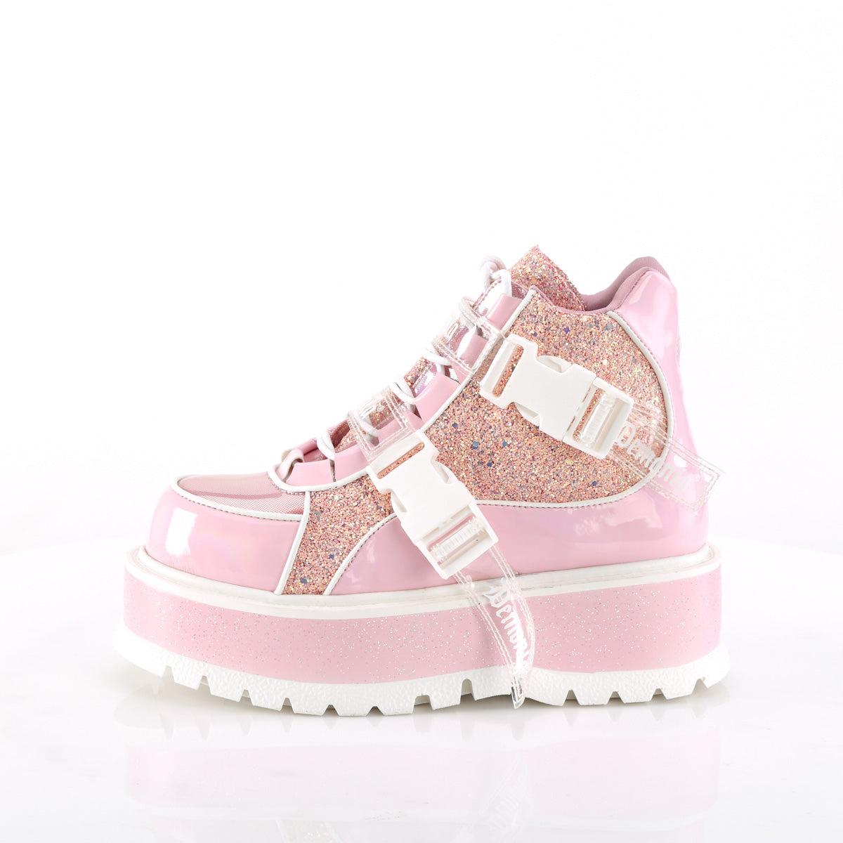 SLACKER-50  Baby Pink Holographic Patent-Pink Multi Glitter
