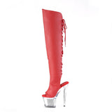 SPECTATOR-3019  Red Faux Leather/Clear-Silver Chrome