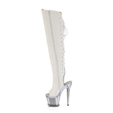 SPECTATOR-3019  White Faux Leather/Clear-Silver Chrome