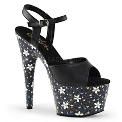 STARBLOOM-709  Black Faux Leather/Black-Silver Multi