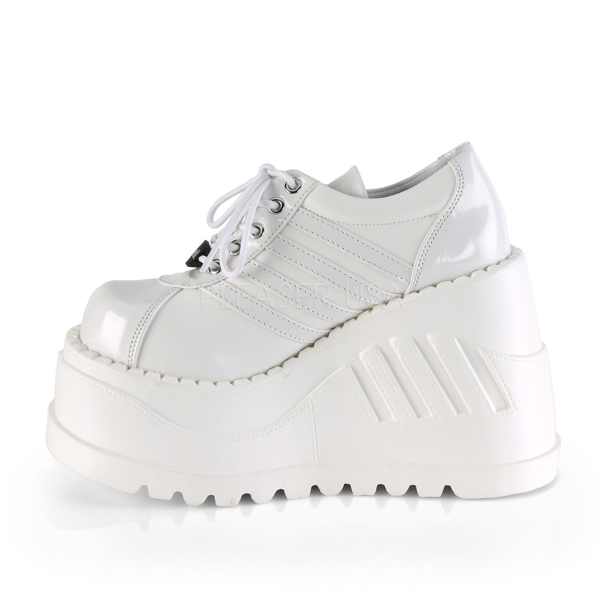 STOMP-08  White Patent-Vegan Leather