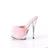 SULTRY-601F  Baby Pink Pu-Marabou Fur/Clear