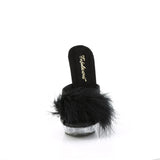 SULTRY-601F  Black Pu-Marabou Fur/Clear